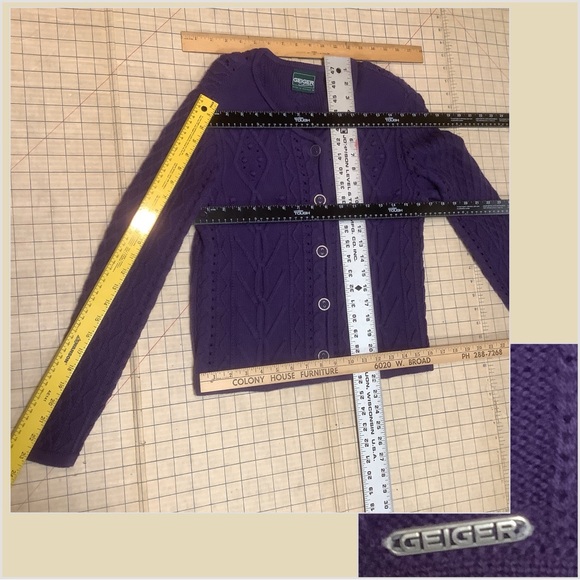 Austrian Wool Geiger Collections Royal Purple Textured Knit Cardigan Tag/Size 36 - Picture 16 of 16